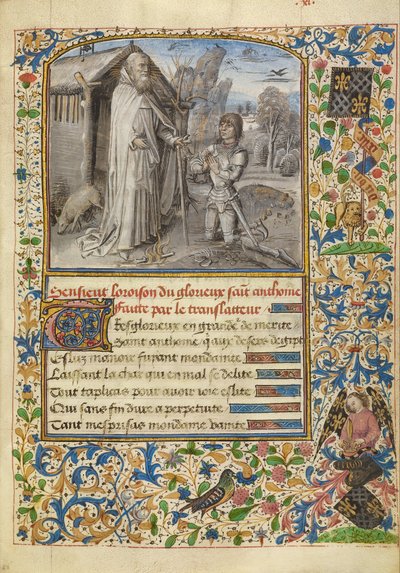 Un jeune chevalier en armure priant devant Saint Antoine - Dreux Jean